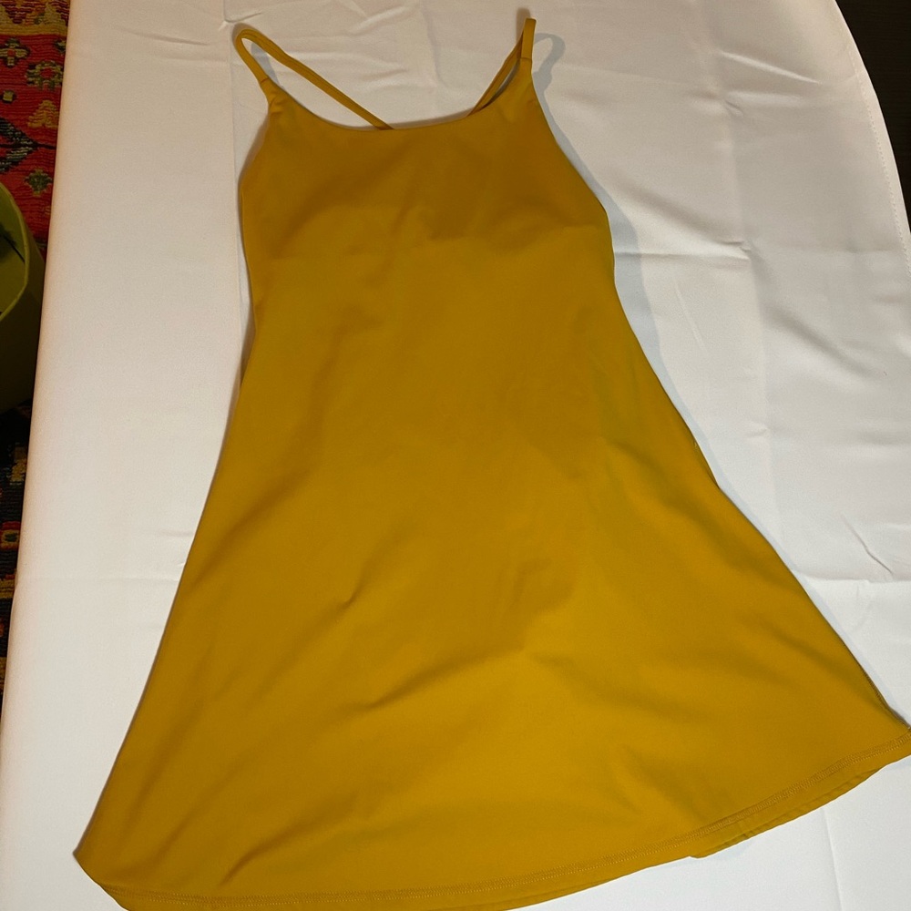 Yellow active dress with built in shorts